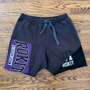 Rokit University Comfort Black Sweat Shorts - Small
